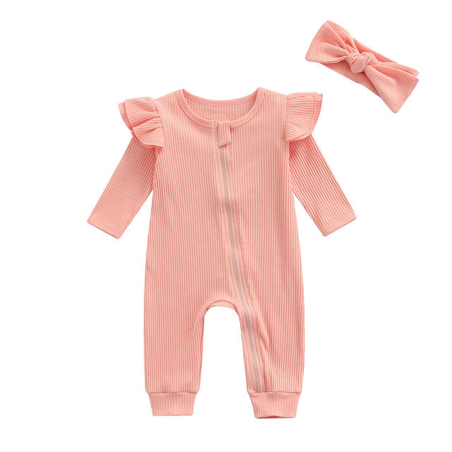 Newborn Baby Girls Boys Rompers 4 Colors Solid Fly Long - Thamaras