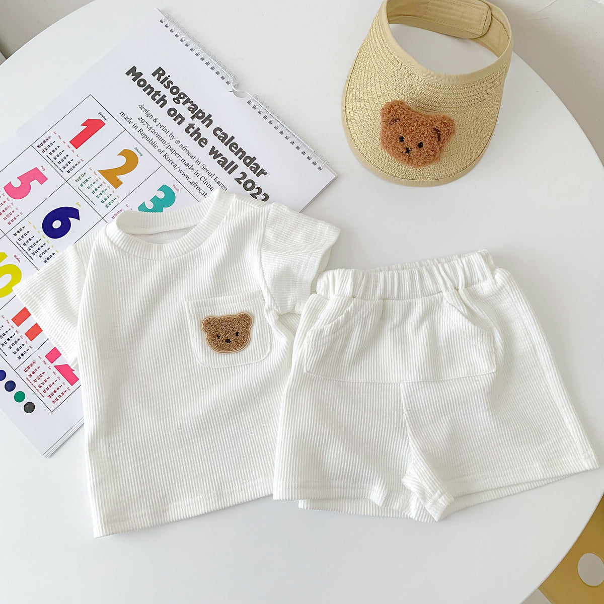 Baby Summer Simple Bear Short Sleeve Shorts Suit Baby Two-piece Suit - Thamaras